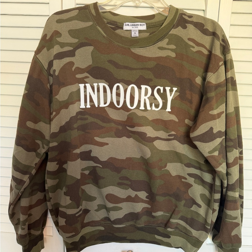Sub_Urban Riot Camo “Indoorsy” sweatshirt